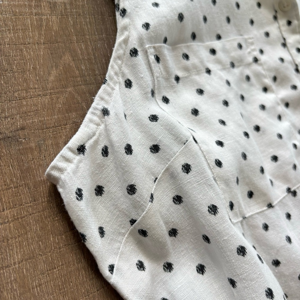 Ann Taylor Loft Women's White & Black Polka Dot Linen Shirt Dress Size 6 - Picture 7 of 17